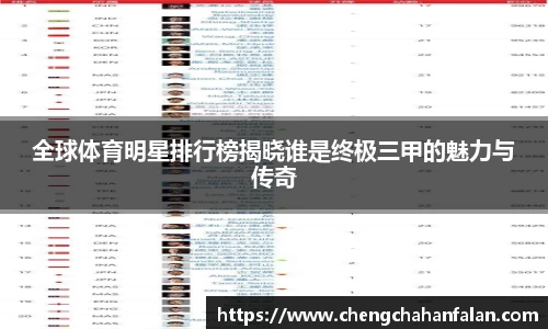 全球体育明星排行榜揭晓谁是终极三甲的魅力与传奇